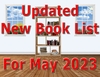 Interior, 2 windows, Bookshelf, Text: Updated New Book List For May 2023