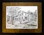 Original Etching Of The Back Mountain Memorial Library In 1962 When The Library Was Located On Main Street In Dallas, Done By Brian L Davis